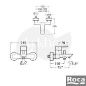 Roca Cala Banyo Bataryası - Krom A5A026EC00 thumbnail 2