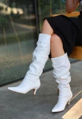 Zelya Beyaz Cilt Topuklu Çizme thumbnail 3