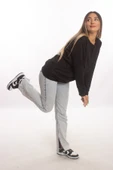 blackbonds Kadin Gri Basic Oversize Sweatshirt thumbnail 5