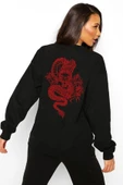 Pasage Arka-ön Dragon Baskılı Siyah Sweatshirt thumbnail 3