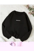 LEONE Siyah Sweat Brooklyn Baskılı Oversize thumbnail 2
