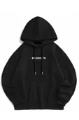 LEONE Siyah Broklyn Baskılı Oversize Kapüşonlu Swetshirt thumbnail 1