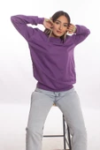 blackbonds Kadin Gri Basic Oversize Sweatshirt thumbnail 12