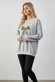 blackbonds baskılı bisiklet yaka kadın basic sweatshirt thumbnail 3