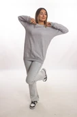 blackbonds Kadin Gri Basic Oversize Sweatshirt thumbnail 2