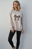 blackbonds baskılı bisiklet yaka kadın basic sweatshirt thumbnail 7