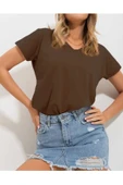KOZİA OUTDOORS Pamuklu Oversize Basic V Yaka Unisex Tişört thumbnail 7