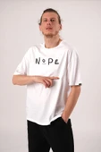 Pasage Oversize Nope Baskılı Beyaz Tshirt thumbnail 3