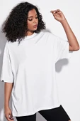 Pasage Oversize Düz Beyaz Tshirt thumbnail 1