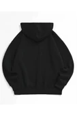 LEONE Siyah Broklyn Baskılı Oversize Kapüşonlu Swetshirt thumbnail 2