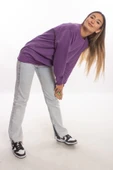 blackbonds Kadin Gri Basic Oversize Sweatshirt thumbnail 11
