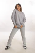 blackbonds Kadin Gri Basic Oversize Sweatshirt thumbnail 1