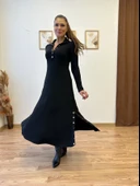 Çıtçıt Detaylı Uzun Triko Elbise thumbnail 1