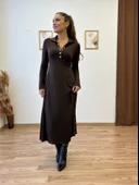 Çıtçıt Detaylı Uzun Triko Elbise thumbnail 11