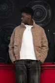 Oversize Crop Model Yan Cepli Astarlı Kırçıllı Mont thumbnail 1