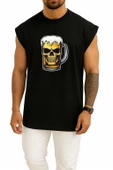 Oversize Foamy Skull Beer Göğüs Baskılı Atlet thumbnail 11