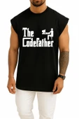 Oversize The Codefather - Bilgisayar Programcısı Göğüs Baskılı Atlet thumbnail 9