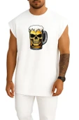 Oversize Foamy Skull Beer Göğüs Baskılı Atlet thumbnail 7