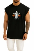 Oversize Hallowen Ve Ghost Göğüs Baskılı Atlet thumbnail 9