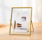 resim çerçevesi, metal cam, dikey dikdörtgen RESİM çerçevesi 25+20 CM gold renk thumbnail 1