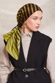 Şerit Desen Twill İpek Eşarp-0909 thumbnail 4