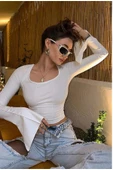 Khar kadın Basic Crop Top eyy thumbnail 1