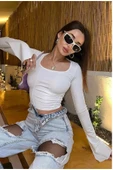 Khar kadın Basic Crop Top eyy thumbnail 3