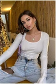 Khar kadın Basic Crop Top eyy thumbnail 2