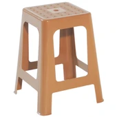 Papatya Mercan Plastik Tabure Teak - Bahçe Balkon Taburesi thumbnail 1