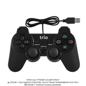 Trio TR-900 Çift Titreşimli (Double Vibration) USB PC Gamepad Joystick thumbnail 1