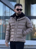 YAKASI KÜRKLÜ DERİ ERKEK MONT thumbnail 7