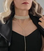 Altın Kaplama Rhinestone Y Model Su Yolu Model Kolye thumbnail 3