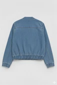 Kadın Açık Mavi Bomber Denim Ceket thumbnail 3