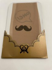 Külotlu Bayan Çorabı - Moustache / OMG Desenli thumbnail 3