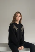 Pul İşlemeli Kaplan Detaylı Oversize Sweatshirt thumbnail 5