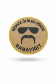 Single Sword ''SADECE ÖLÜLER GÖRÜR BABAYİĞİT'' Yazılı Cırtlı Nakış Arma, Patch, Peç Model thumbnail 4