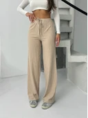 Fitilli şardonlu pantolon bej thumbnail 4