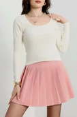 U yaka kaşkorse bluz beyaz thumbnail 1