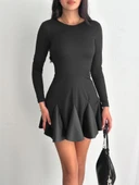 Eteği kloş crep mini elbise s1267 thumbnail 1