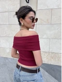 Madonna yaka sıfır kol bluz thumbnail 2