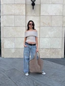 Madonna yaka sıfır kol bluz thumbnail 2
