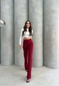 Önü cumalı ithal krep pantolon thumbnail 2