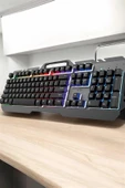 Q Klavye RGB Işıklı Klavye Ve Mouse Seti Kablolu Mouse Hediyeliş thumbnail 3