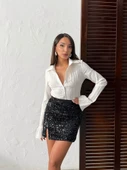 Siyah Payetli Mini Etek thumbnail 2