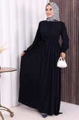 Düğme Detay Elbise 6055 Lacivert thumbnail 2