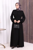 Boydan Düğmeli Ferace 6056 Siyah thumbnail 1