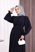 Düğme Detay Elbise 6055 Lacivert thumbnail 6