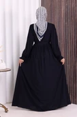 Düğme Detay Elbise 6055 Lacivert thumbnail 5