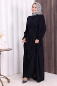 Düğme Detay Elbise 6055 Lacivert thumbnail 3