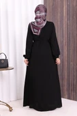 Boydan Düğmeli Ferace 6056 Siyah thumbnail 4